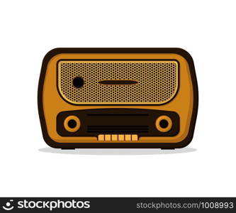 old retro radio on white background in flat. old retro radio on white background, vector