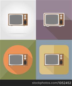 old retro tv flat icons vector illustration isolated on background
