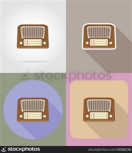 old retro vintage radio flat icons vector illustration isolated on background