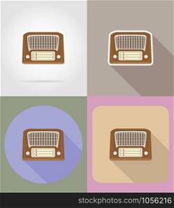 old retro vintage radio flat icons vector illustration isolated on background