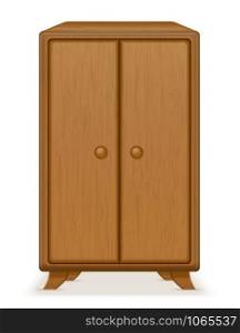 old retro wooden furniture wardrobe vector illustration isolated on white background
