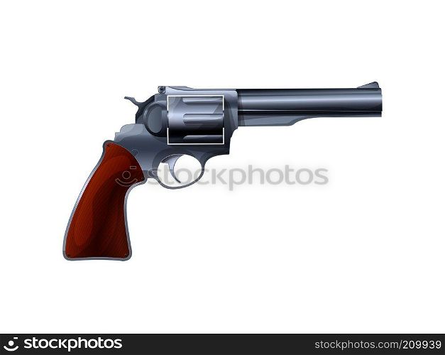 Old revolver vector over white