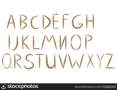 Old rope hand drawn alphabet letters from A to Z. Old rope hand drawn alphabet letters from A to T
