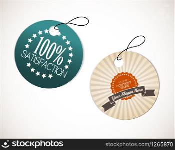 Old round retro vintage grunge tags for premium quality and sale
