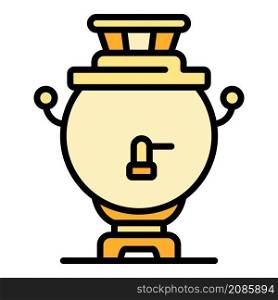 Old Russian samovar icon. Outline old Russian samovar vector icon color flat isolated. Old Russian samovar icon color outline vector