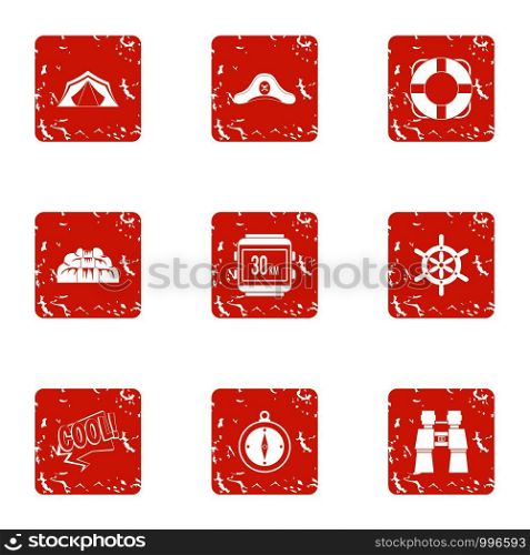 Old salt icons set. Grunge set of 9 old salt vector icons for web isolated on white background. Old salt icons set, grunge style