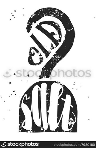 Old salt typographic poster with pirate hook silhouette, nautical illustration