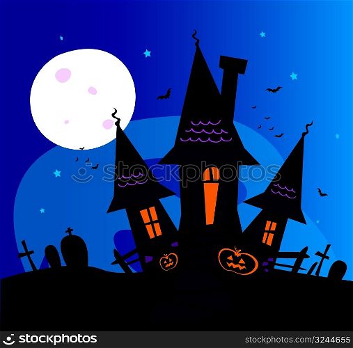Old scary mansion. Vector Illustration.
