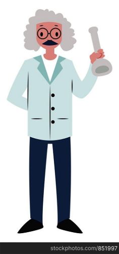Old scientist character vector illustration on a white background