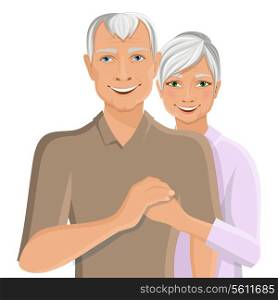 Old senior people family couple half-length portrait vector illustration