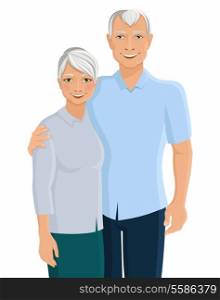 Old senior people family couple portrait isolated on white background vector illustration