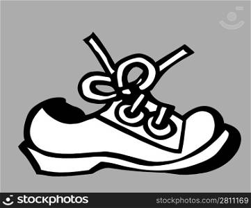 old shoe on gray background, vector illustration