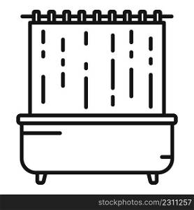 Old shower curtain icon outline vector. Bathroom tub. Open design. Old shower curtain icon outline vector. Bathroom tub