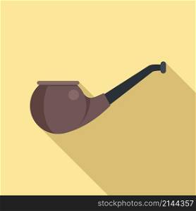 Old smoke pipe icon flat vector. Wood smoker. Cigar art. Old smoke pipe icon flat vector. Wood smoker