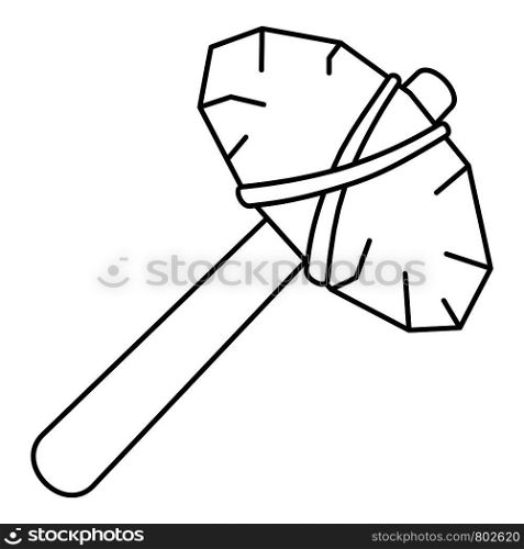 Old stone hammer icon. Outline old stone hammer vector icon for web design isolated on white background. Old stone hammer icon, outline style
