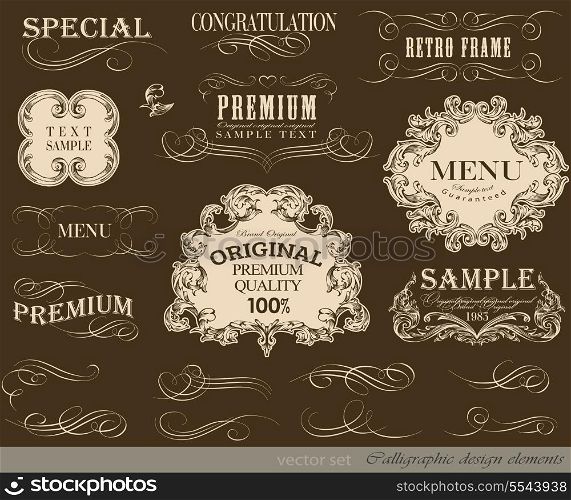 Old style frames and labels/ Retro floral ornament and other elements calligraphic collection