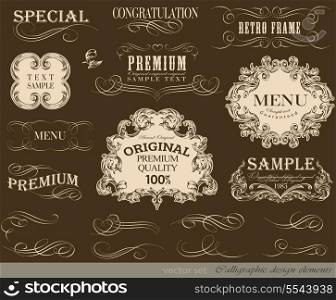 Old style frames and labels/ Retro floral ornament and other elements calligraphic collection