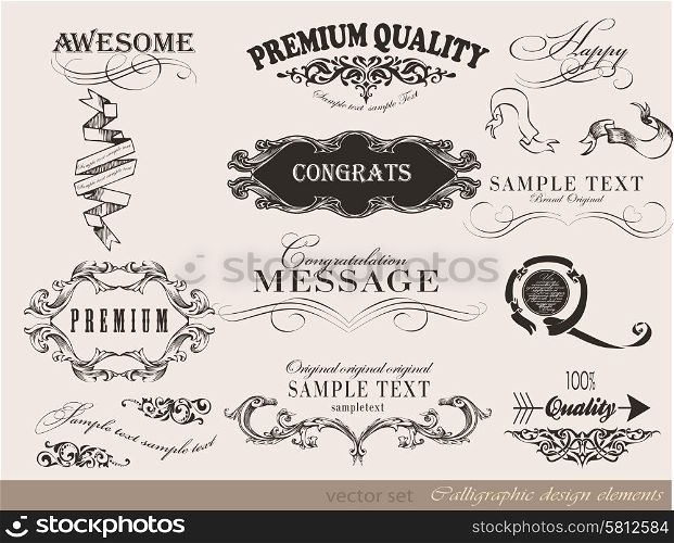 Old style frames and labels/ Retro floral ornaments/ Vintage borders and other elements calligraphic collection