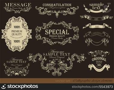 Old style frames and labels/ Retro floral ornaments/ Vintage borders/ elements calligraphic