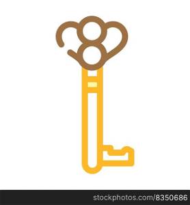 old style key color icon vector. old style key sign. isolated symbol illustration. old style key color icon vector illustration