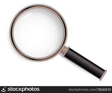 Old style magnifier glass isolated on white background