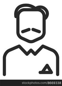 Old style man icon. Guy with moustache in line style isolated on white background. Old style man icon. Guy with moustache in line style