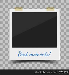 Old style photo frame. Realistic vector illustration of blank retro photo frame wit space for text. old style photo frame