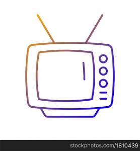 Old-style television gradient linear vector icon. TV older model. Transmitting moving images in monochrome. Thin line color symbol. Modern style pictogram. Vector isolated outline drawing. Old-style television gradient linear vector icon