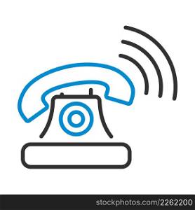 Old Telephone Icon. Editable Bold Outline With Color Fill Design. Vector Illustration.