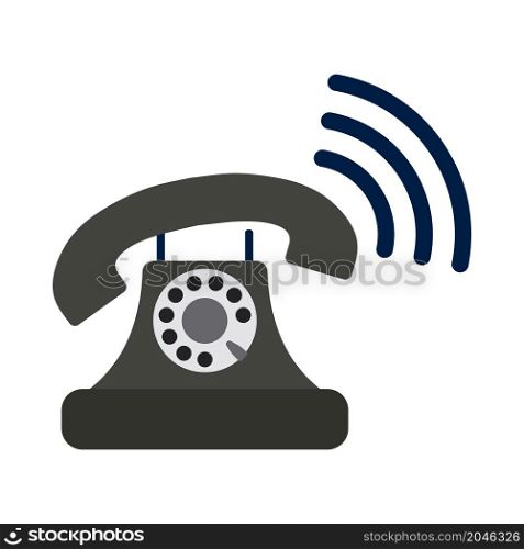 Old Telephone Icon. Flat Color Design. Vector Illustration.