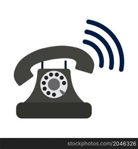 Old Telephone Icon. Flat Color Design. Vector Illustration.
