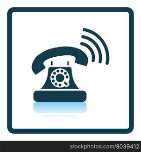 Old telephone icon. Shadow reflection design. Vector illustration.