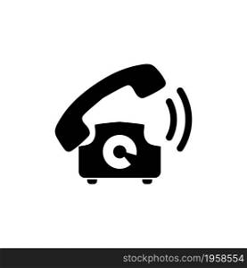 Old Telephone Ringing, Phone Call. Flat Vector Icon illustration. Simple black symbol on white background. Old Telephone Ringing, Phone Call sign design template for web and mobile UI element. Old Telephone Ringing, Phone Call. Flat Vector Icon illustration. Simple black symbol on white background. Old Telephone Ringing, Phone Call sign design template for web and mobile UI element.
