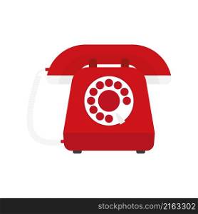 Old telephone. Vintage red phone. Retro telephone icon.