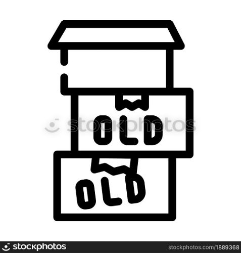old things in box line icon vector. old things in box sign. isolated contour symbol black illustration. old things in box line icon vector illustration