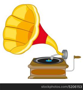 Old-time music instrument gramophone. Old-time music instrument gramophone on white background