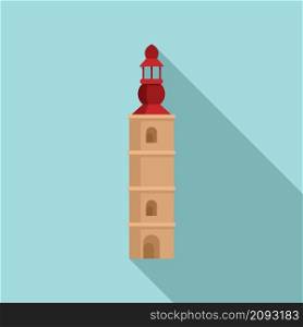Old tower icon flat vector. Castle wall. Fort building. Old tower icon flat vector. Castle wall