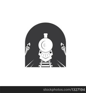 old train coming out of the tunnel vector illustration design template