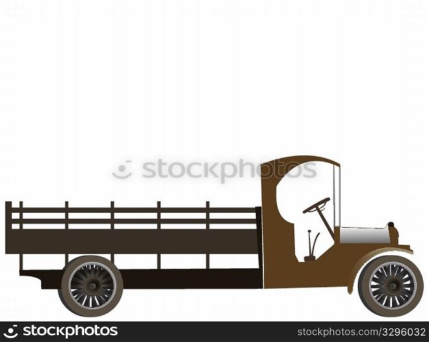 old truck isolated on white background, with room for text on top; abstract art illustration