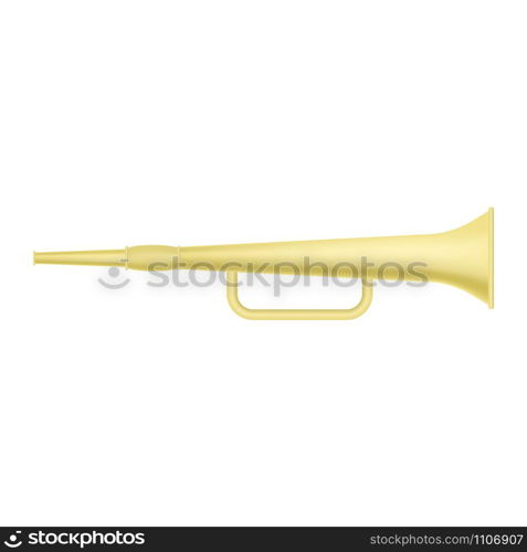 Old trumpet icon. Realistic illustration of old trumpet vector icon for web design isolated on white background. Old trumpet icon, realistic style