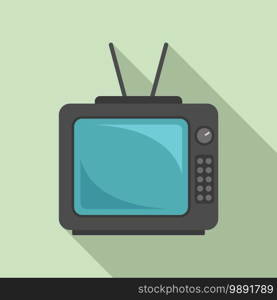 Old tv set icon. Flat illustration of old tv set vector icon for web design. Old tv set icon, flat style