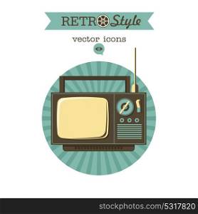 Old TV. Vector logo icon in retro style.