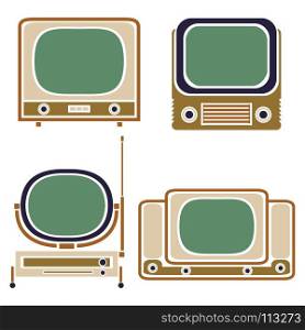 Old TV. Vintage Vector Set. Retro Apparatus. Old TV. Vintage Vector Set