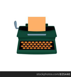 Old typewriter icon. Flat illustration of old typewriter vector icon for web isolated on white. Old typewriter icon, flat style