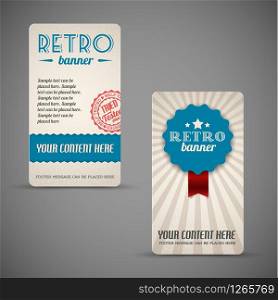 Old vector retro vintage grunge cards - blue version
