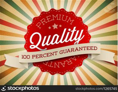 Old vector round retro vintage label on sunrays background