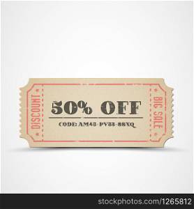 Old Vector vintage paper sale coupon with code