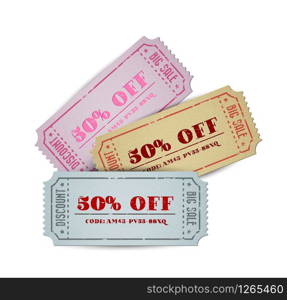 Old Vector vintage paper sale coupons with codes