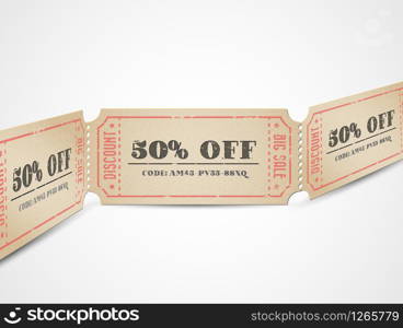 Old Vector vintage paper sale coupons with codes