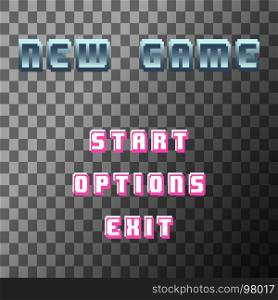 Old video game background. Retro new game text. Vector illustration.. Old video game background